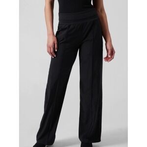 Athleta Nolita Wide Leg Pants Black‎ Size 4 High Rise Elastic Waist